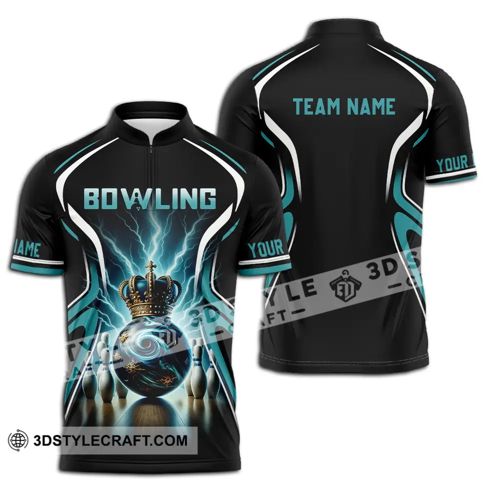 Unisex Shirt - Custom Text Shirt Bowling Shirt Zipper Polo Shirt / S T-shirt