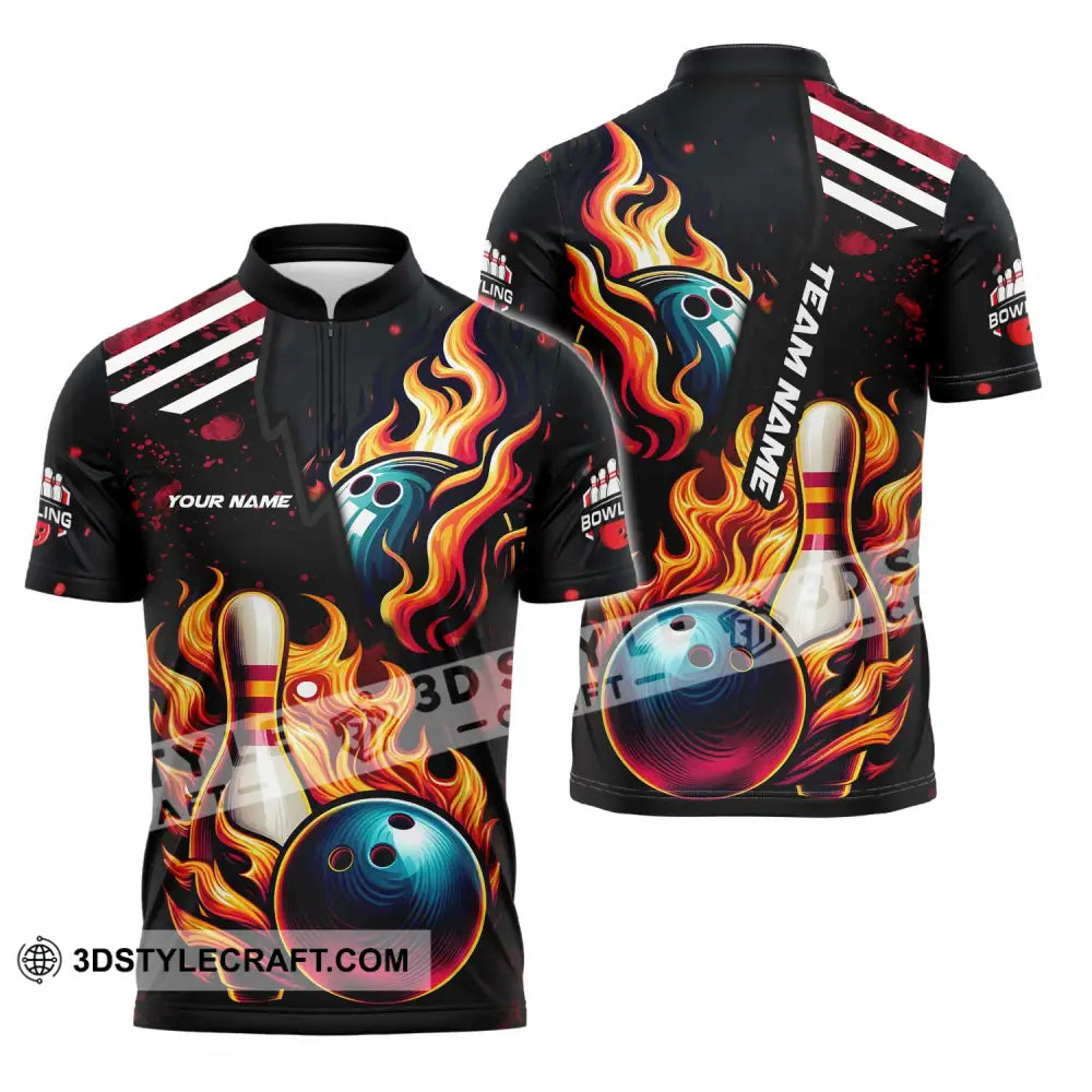 Unisex Shirt - Custom Text Shirt Bowling Shirt Zipper Polo Shirt / S T-shirt