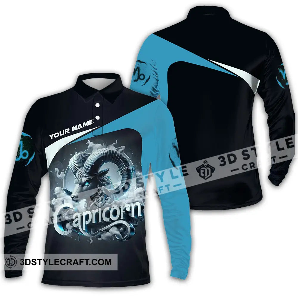 Unisex Shirt - Custom Text Shirt Capricorn Long Sleeve Polo / S T-shirt