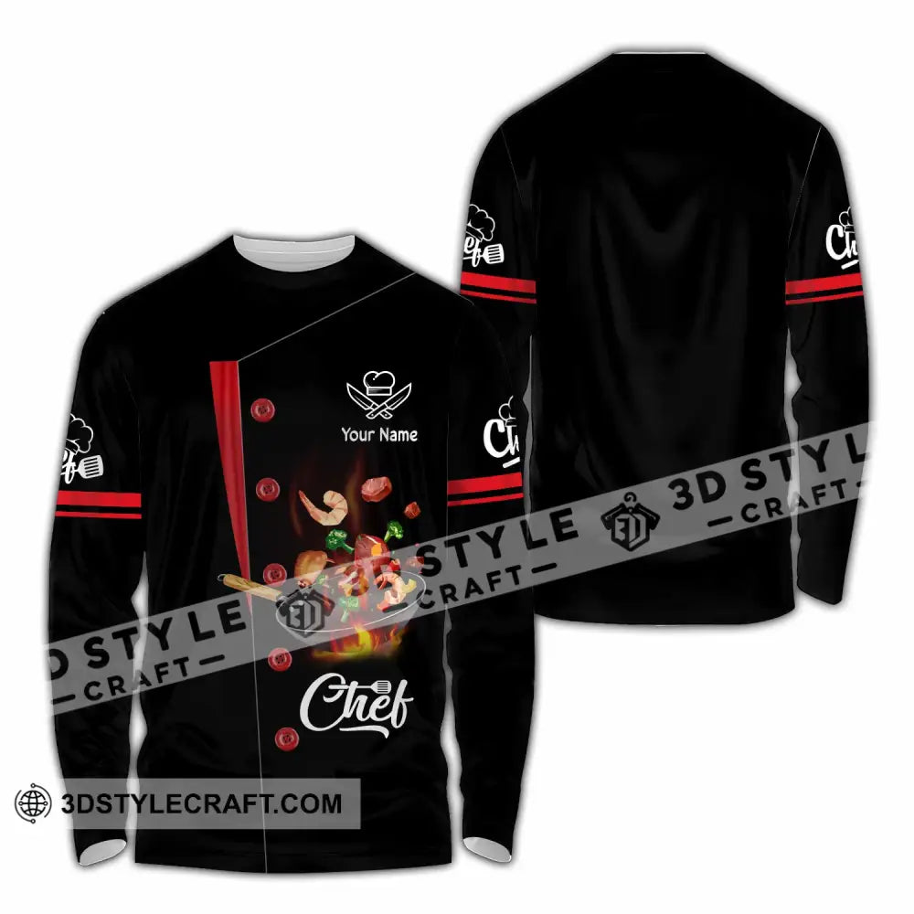 Unisex Shirt - Custom Text Shirt Chef Shirt Long Sleeve Shirt / S T-shirt