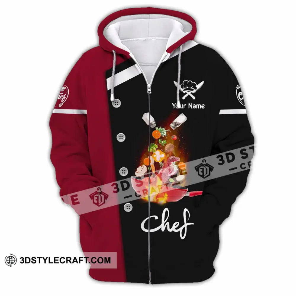 Unisex Shirt - Custom Text Shirt Chef Shirt Zipper Hoodie / S T-shirt