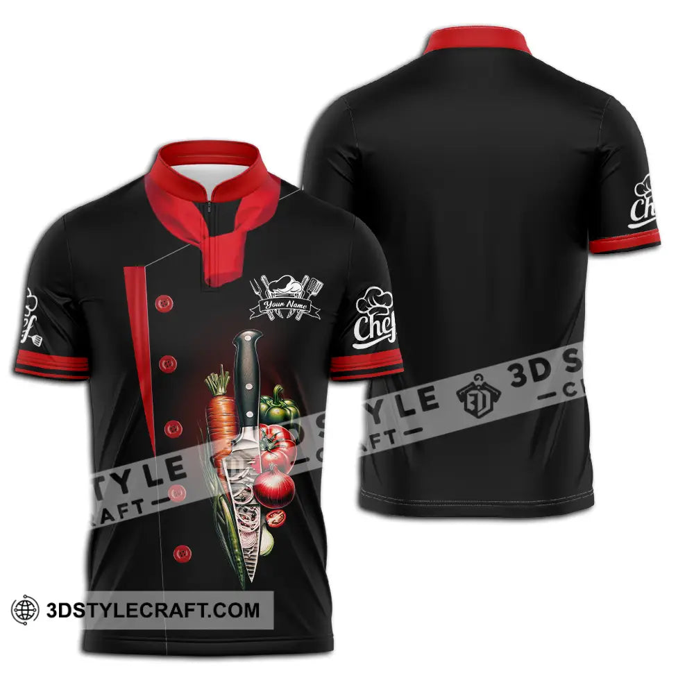Unisex Shirt - Custom Text Chef Zipper Polo / S T-Shirt