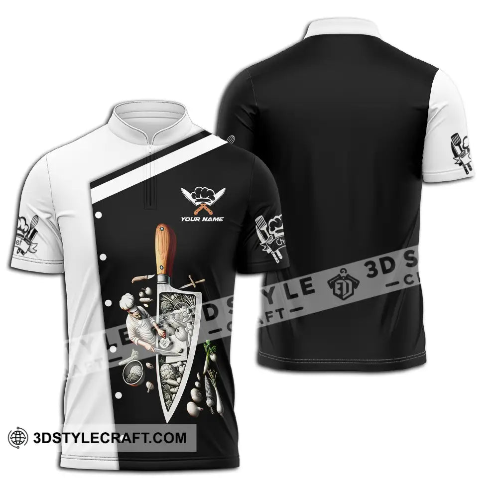 Unisex Shirt - Custom Text Chef Zipper Polo / S T-Shirt