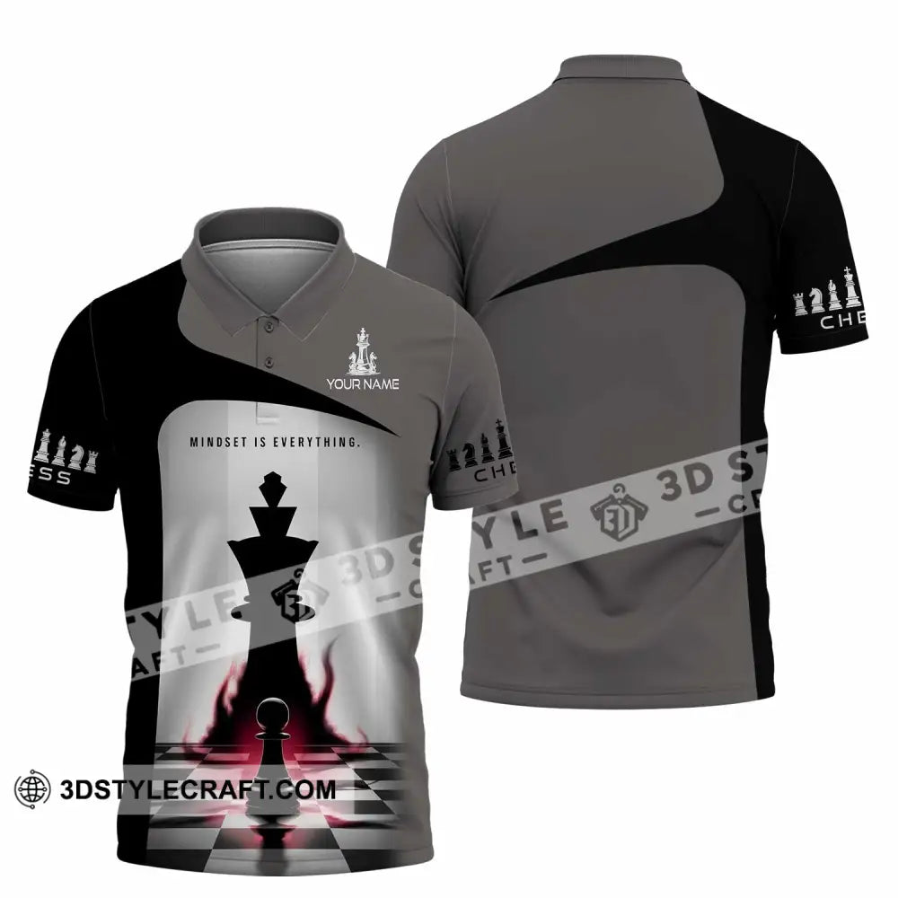 Unisex Shirt - Custom Text Chess Player Shirt Mindset Is Everything Polo Shirt / S T-shirt