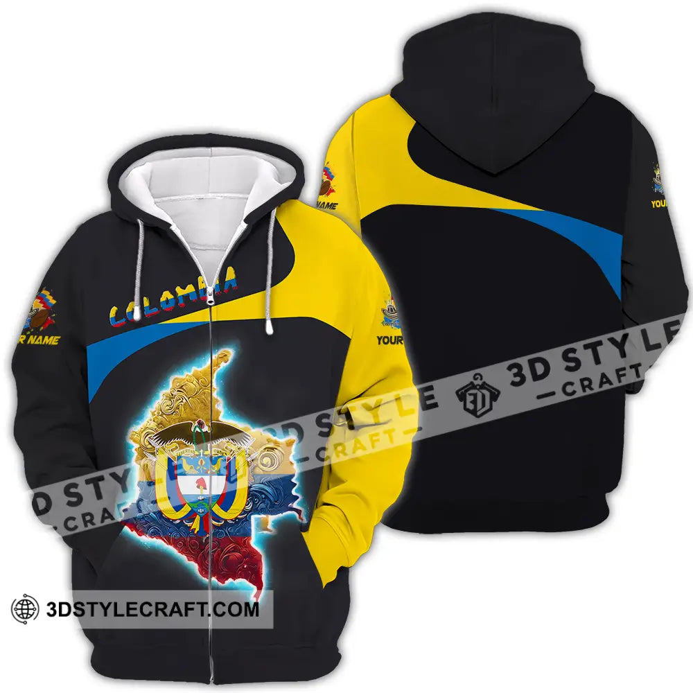 Unisex Shirt - Custom Text Colombia Zipper Hoodie / S T-Shirt