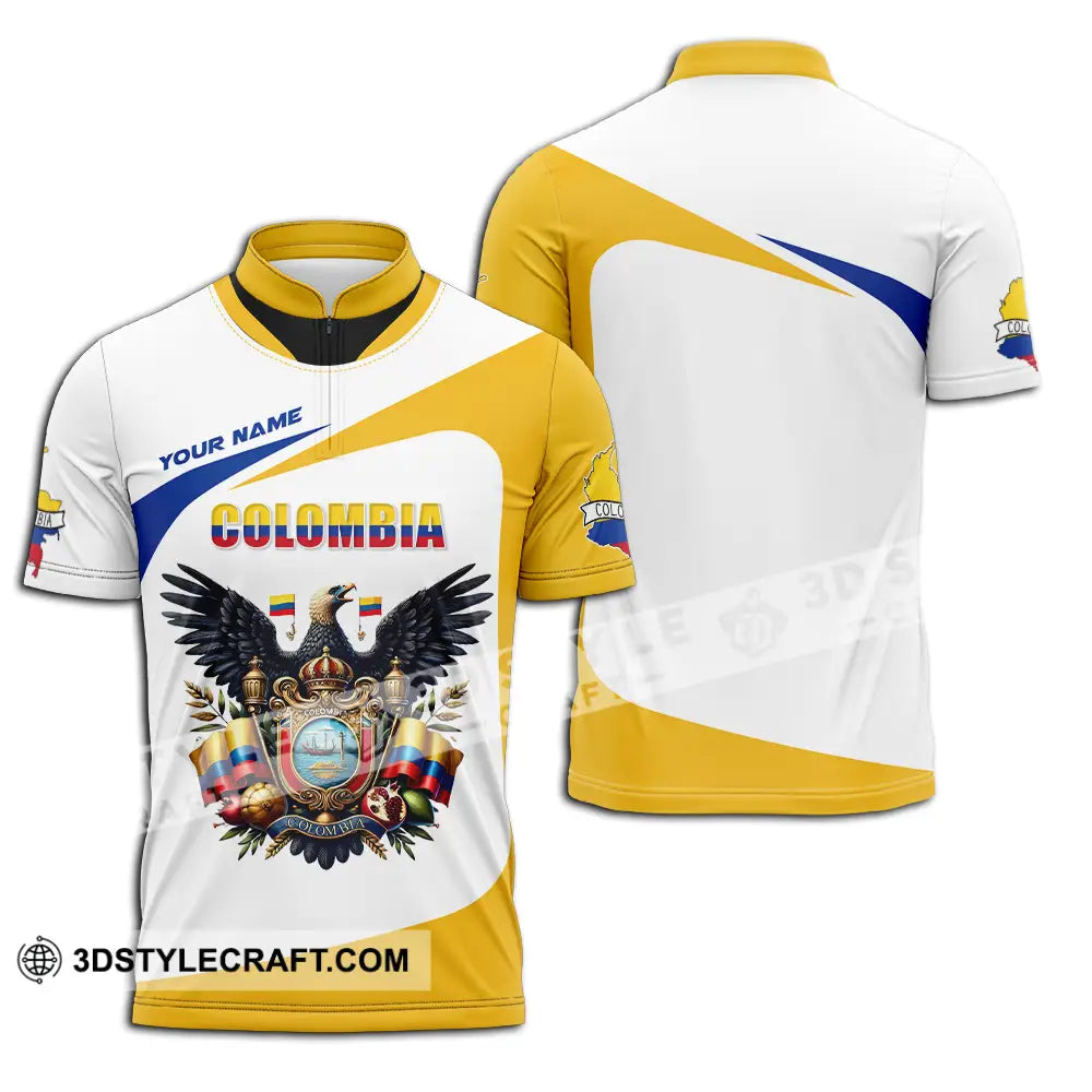 Unisex Shirt - Custom Text Colombia Zipper Polo / S T-Shirt