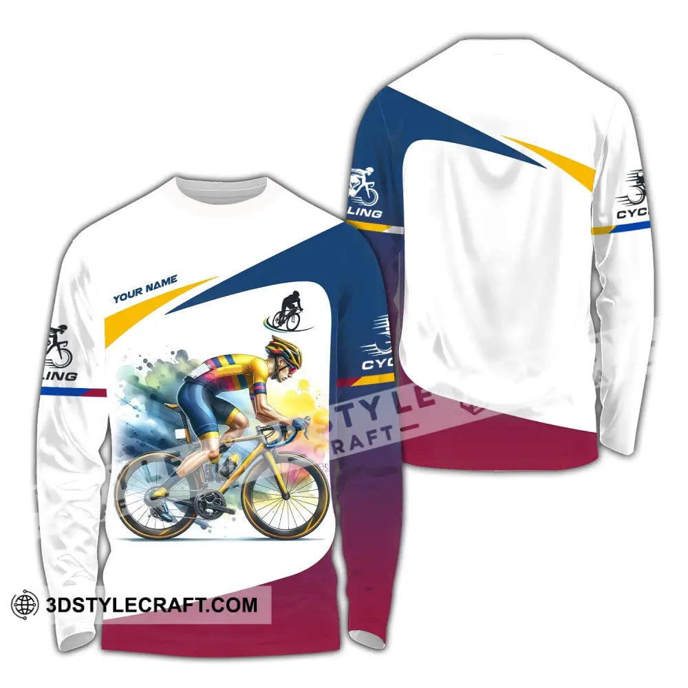 Unisex Shirt - Custom Text Cycling Long Sleeve / S T-Shirt