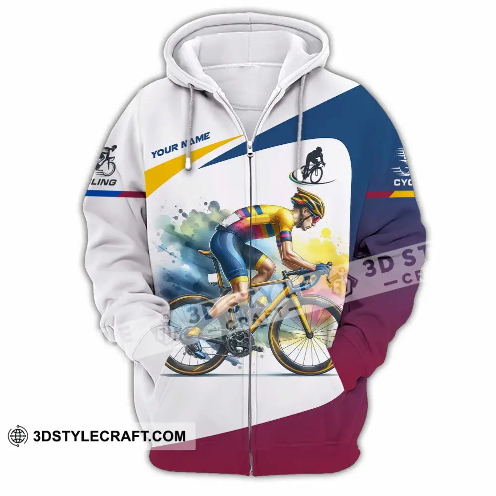 Unisex Shirt - Custom Text Cycling Zipper Hoodie / S T-Shirt