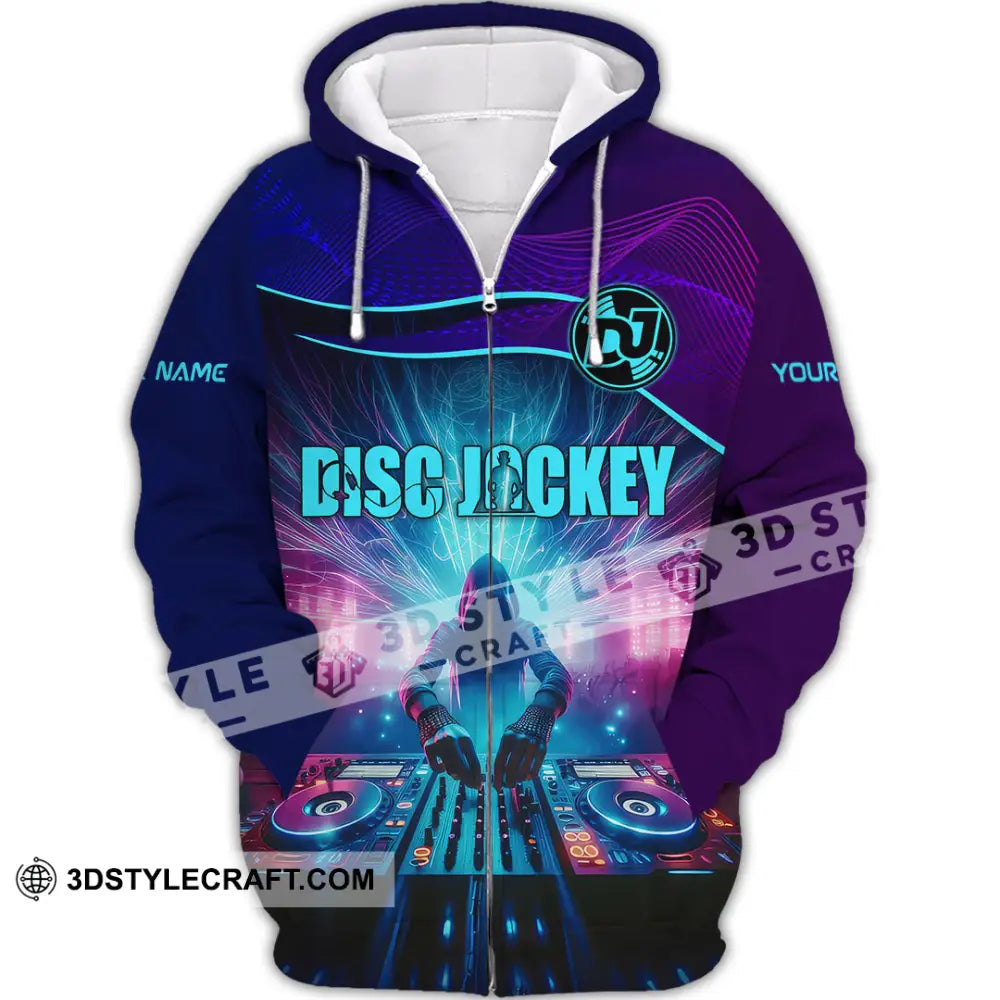 Unisex Shirt - Custom Text Dis Jockey Shirt Zipper Hoodie / S T-shirt