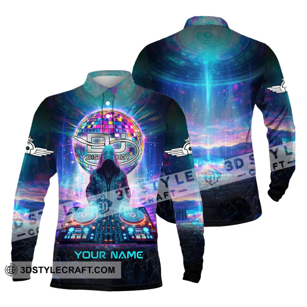 Unisex Shirt - Custom Text Shirt Disc Jockey Long Sleeve Polo / S T-shirt