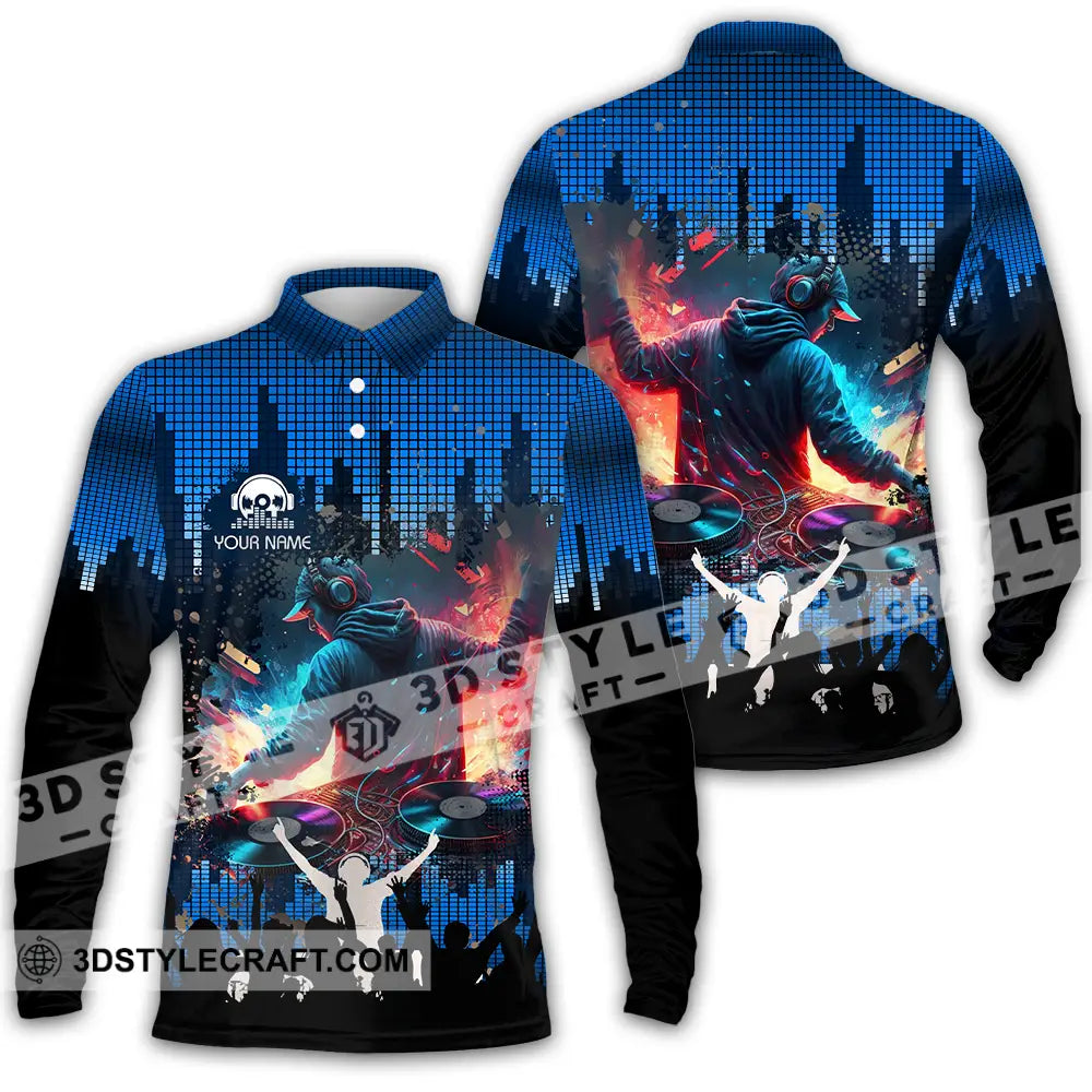 Unisex Shirt - Custom Text Disc Jockey Long Sleeve Polo / S T-Shirt