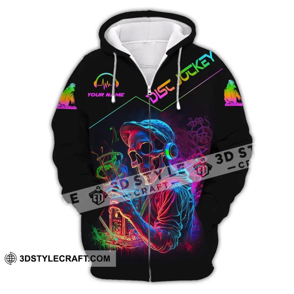 Unisex Shirt - Custom Text Disc Jockey Zipper Hoodie / S T-Shirt
