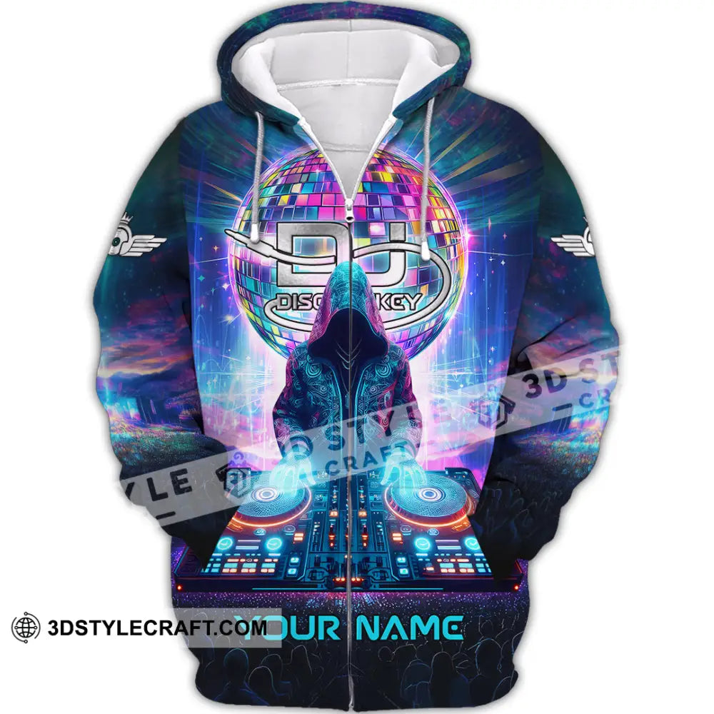 Unisex Shirt - Custom Text Shirt Disc Jockey Zipper Hoodie / S T-shirt