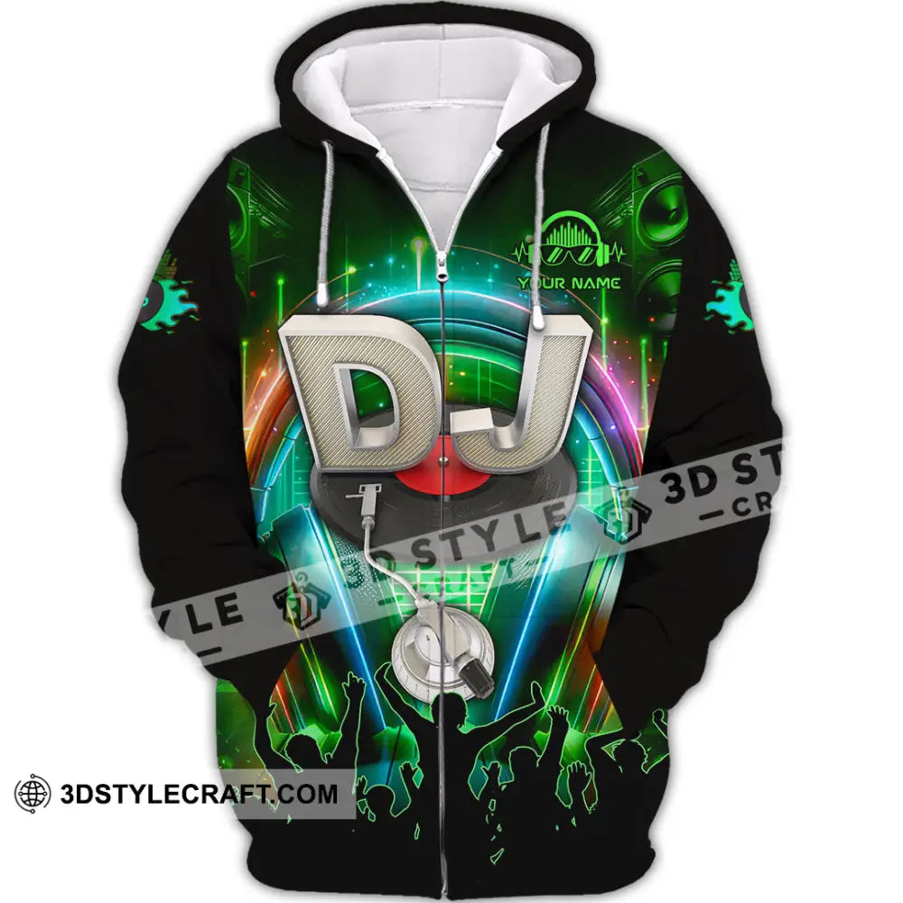 Unisex Shirt - Custom Text Shirt Disc Jockey Shirt Zipper Hoodie / S T-shirt