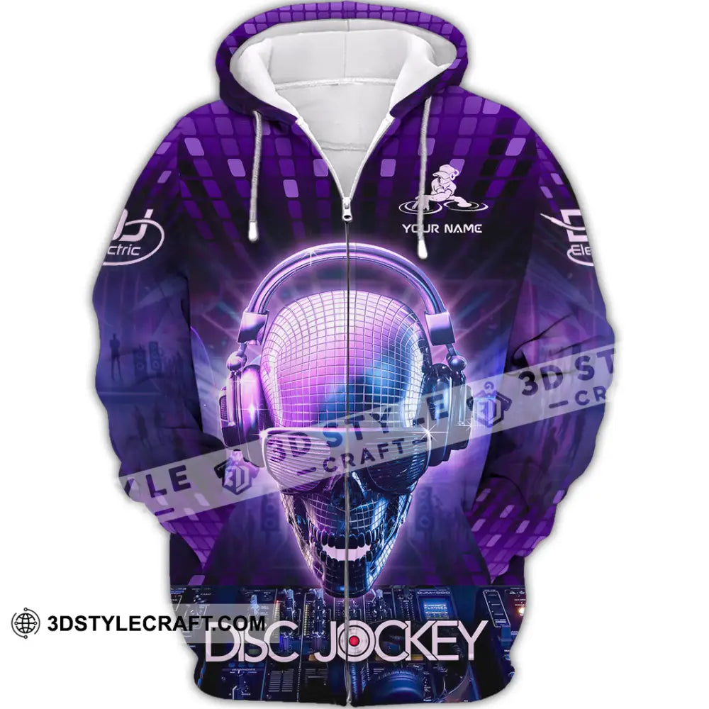 Unisex Shirt - Custom Text Shirt Disc Jockey Zipper Hoodie / S T-shirt