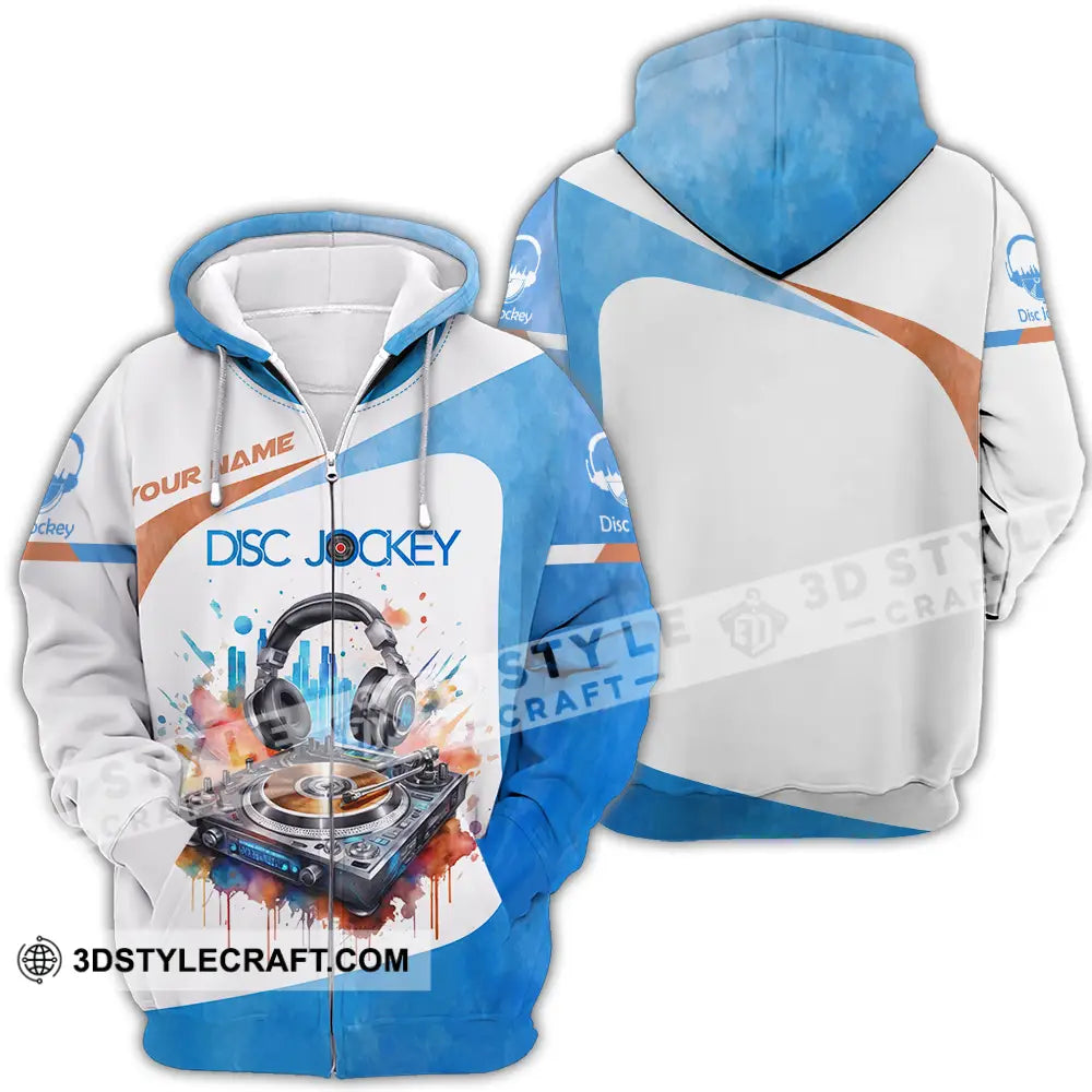 Unisex Shirt - Custom Text Shirt Disc Jockey Shirt Zipper Hoodie / S T-shirt