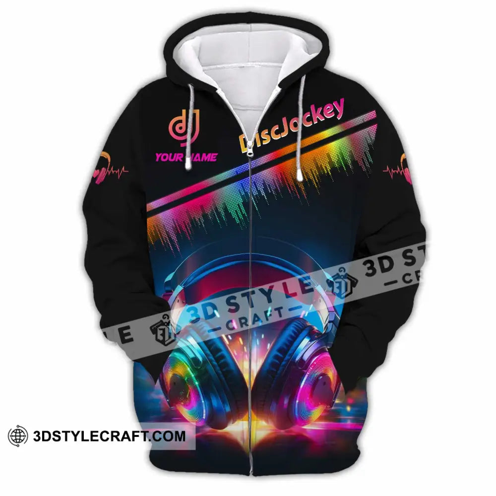 Unisex Shirt - Custom Text Disc Jockey Zipper Hoodie / S T-Shirt