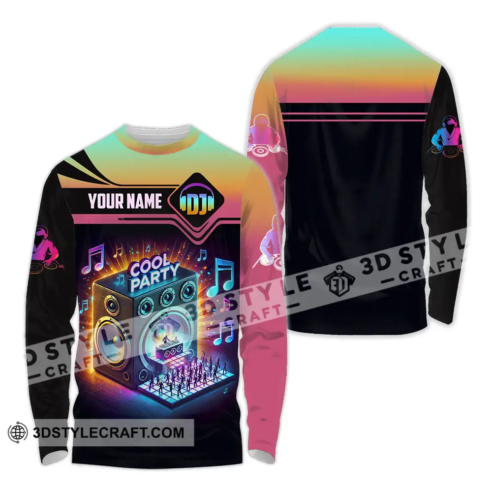 Unisex Shirt - Custom Text Dj Cool Party Long Sleeve / S T-Shirt