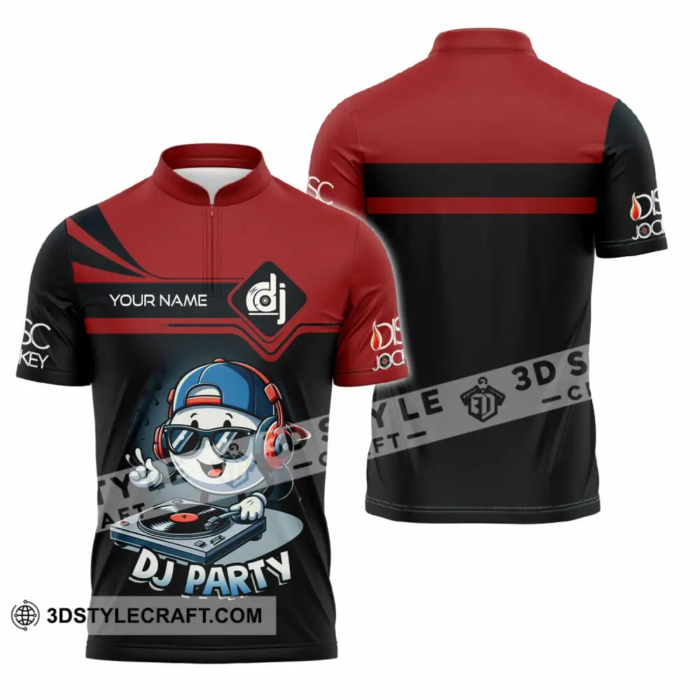 Unisex Shirt - Custom Text Shirt DJ Party Shirt Zipper Polo Shirt / S T-shirt