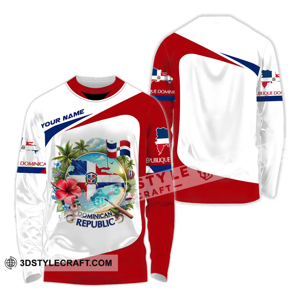 Unisex Shirt - Custom Text Dominican Republic Long Sleeve / S T-Shirt
