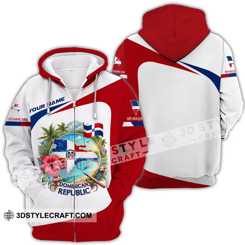 Unisex Shirt - Custom Text Dominican Republic Zipper Hoodie / S T-Shirt