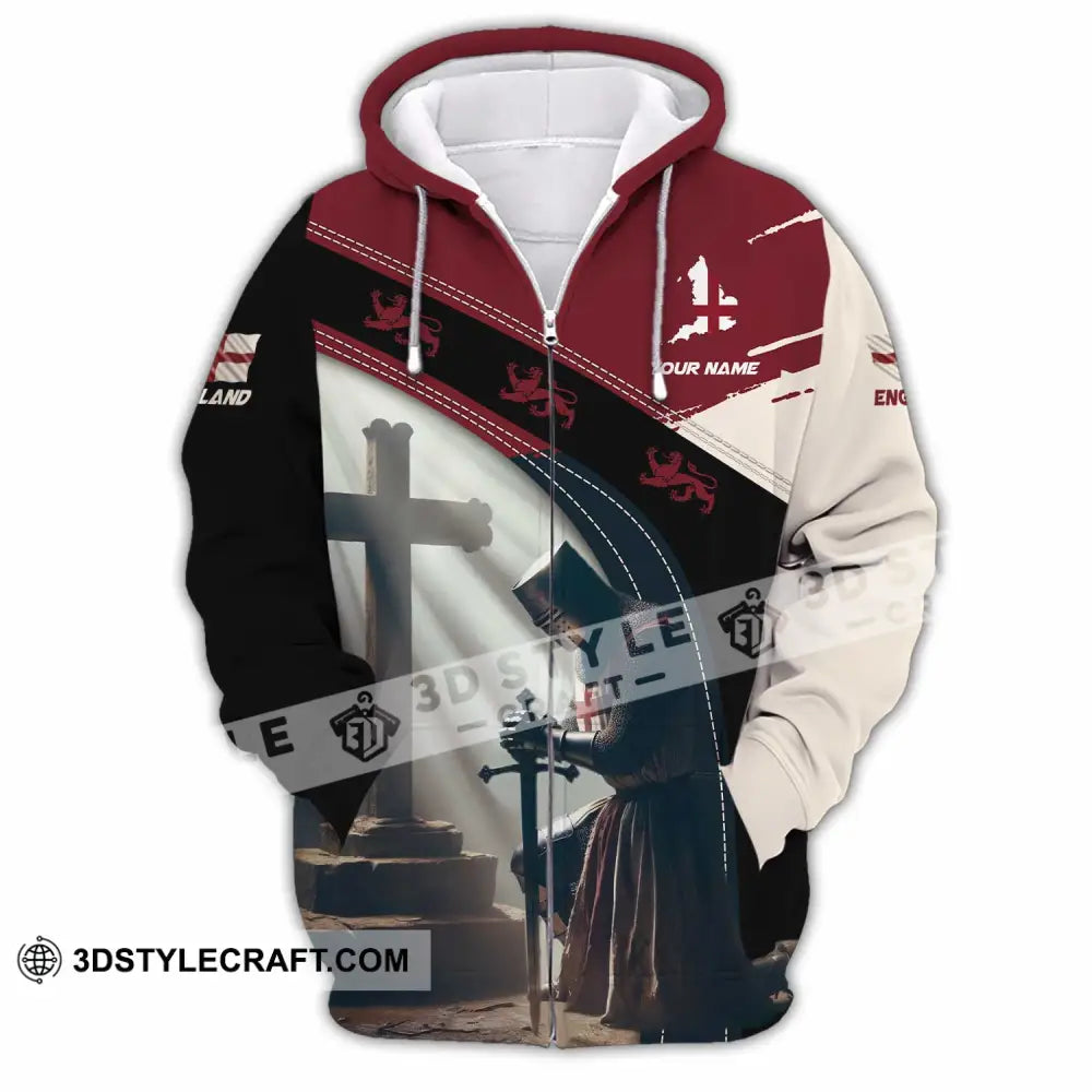 Unisex Shirt - Custom Text England Guardian Zipper Hoodie / S T-Shirt