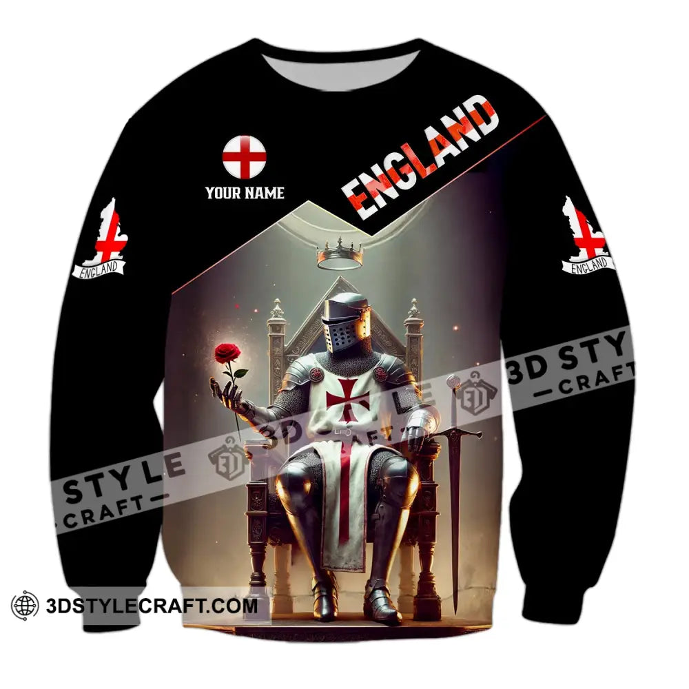 Unisex Shirt - Custom Text England Long Sleeve / S T-Shirt