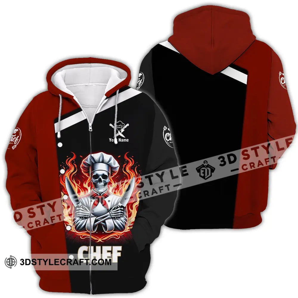 Unisex Shirt - Custom Text Fire Chef Zipper Hoodie / S T-Shirt