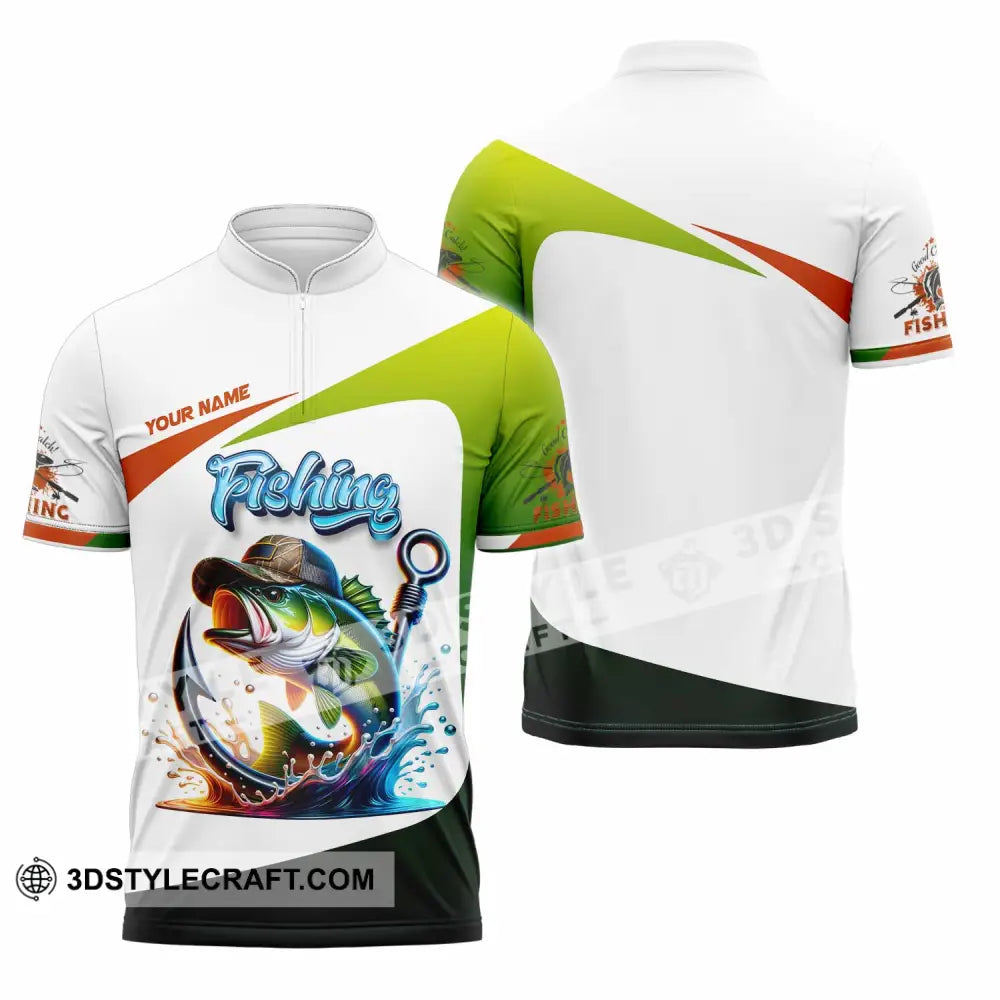 Unisex Shirt - Custom Text Shirt Fishing Lover Zipper Polo Shirt / S T-shirt