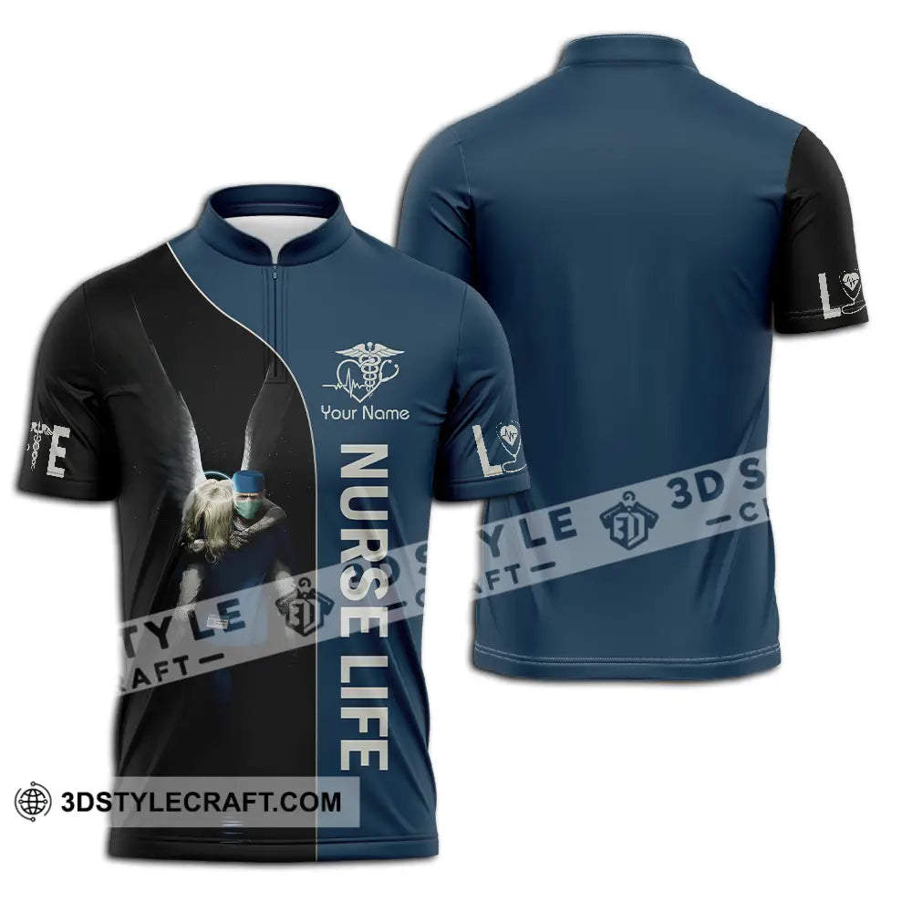 Unisex Shirt - Custom Text Shirt For Nurse Nurselife Nursing Zipper Polo Shirt / S T-shirt