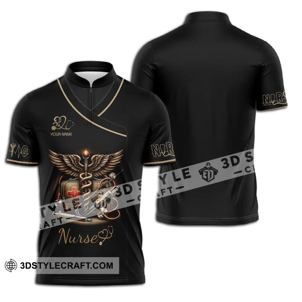 Unisex Shirt - Custom Text Shirt For Nurse Nurselife Nursing Zipper Polo Shirt / S T-shirt