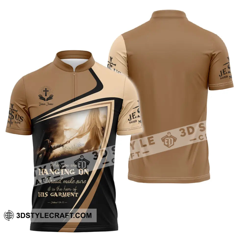 Unisex Shirt - Custom Text God Save My Life Zipper Polo / S T-Shirt