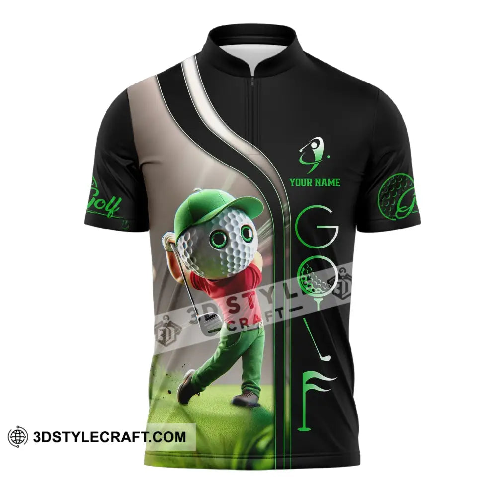 Unisex Shirt - Custom Text Golf Man Zipper Polo / S T-Shirt