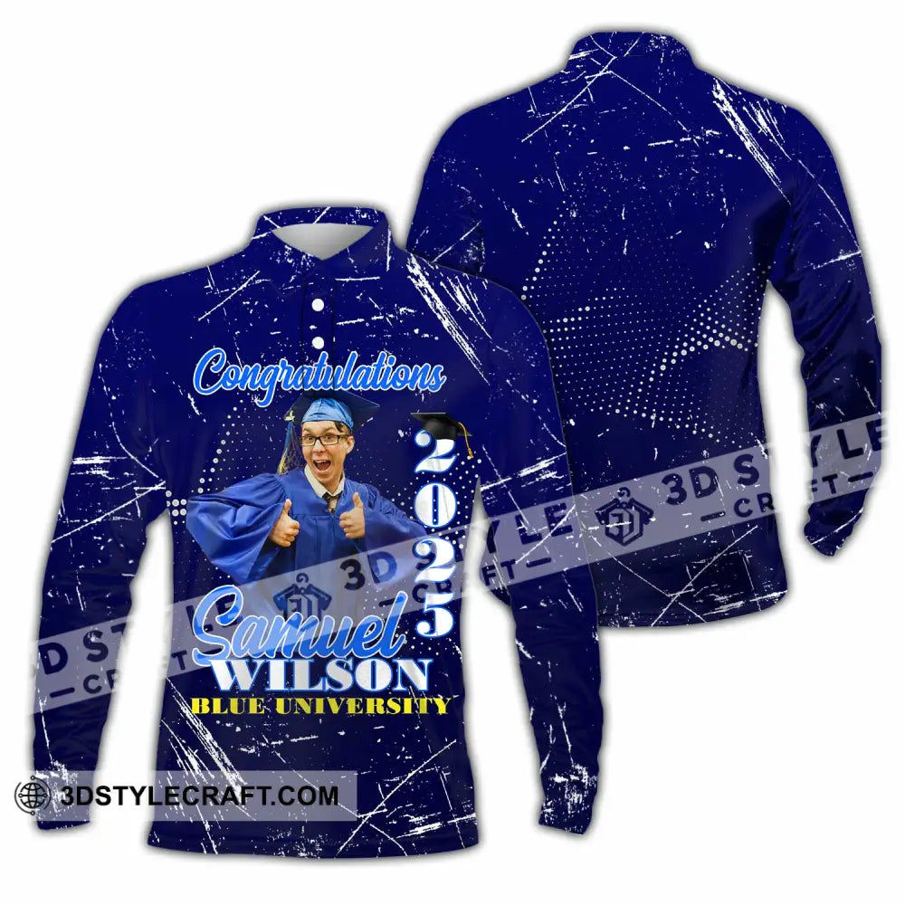 Unisex Shirt - Custom Text Shirt Grad Shirt - Long Sleeve Polo / S - T-shirt