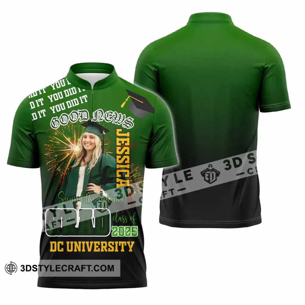 Unisex Shirt - Custom Text Shirt Grad Shirt - Zipper Polo Shirt / S - T-shirt