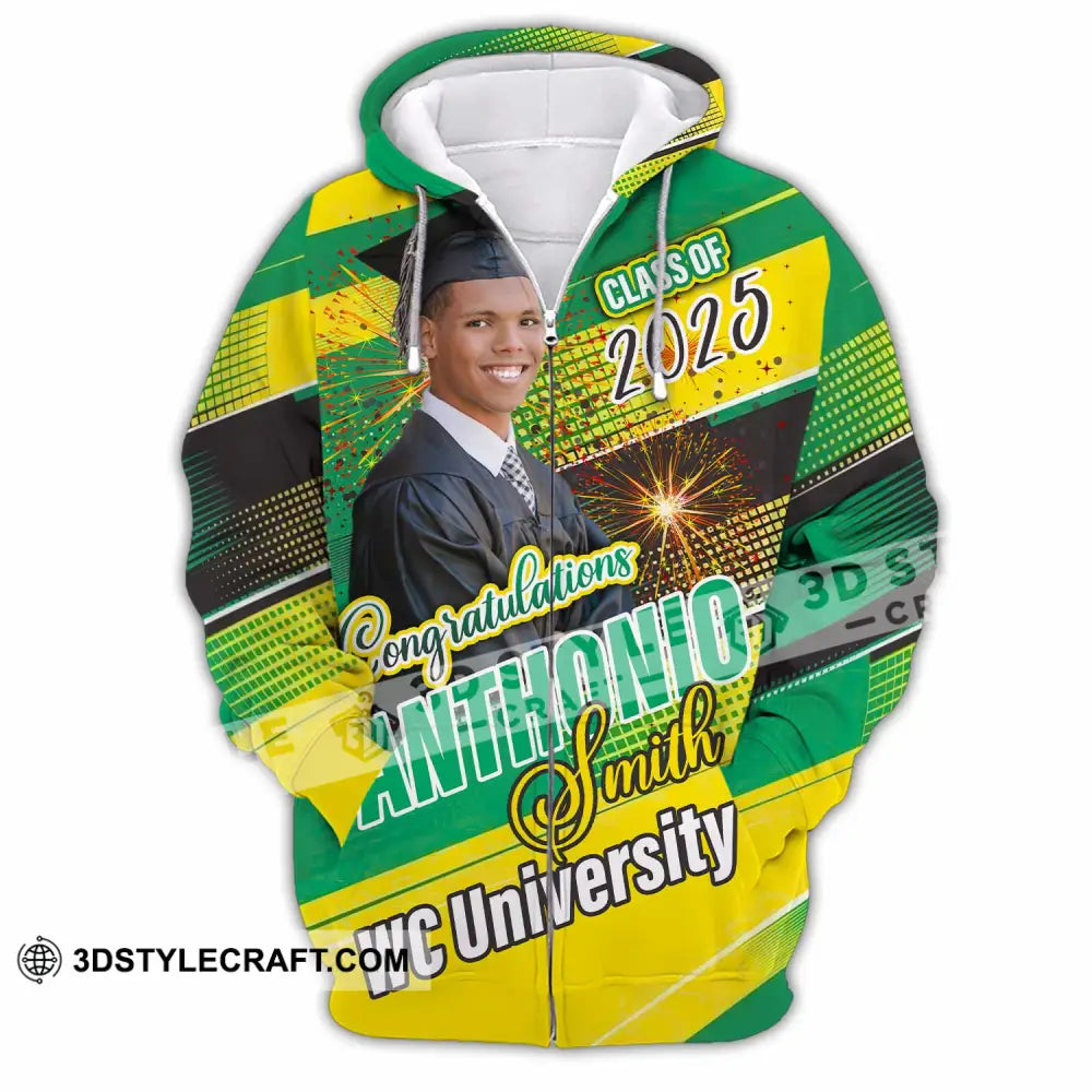 Unisex Shirt - Custom Text Shirt Graduation Shirt Zipper Hoodie / S T-shirt