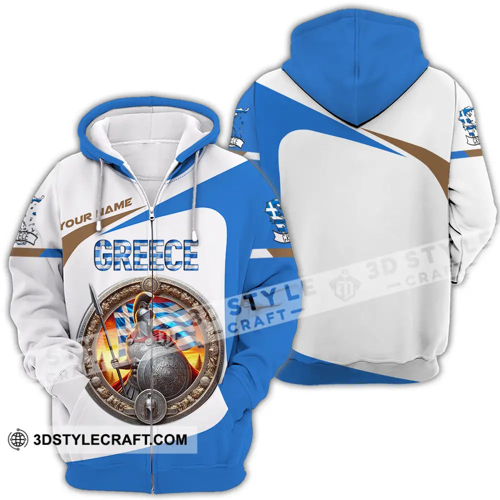 Unisex Shirt - Custom Text Greece Zipper Hoodie / S T-Shirt