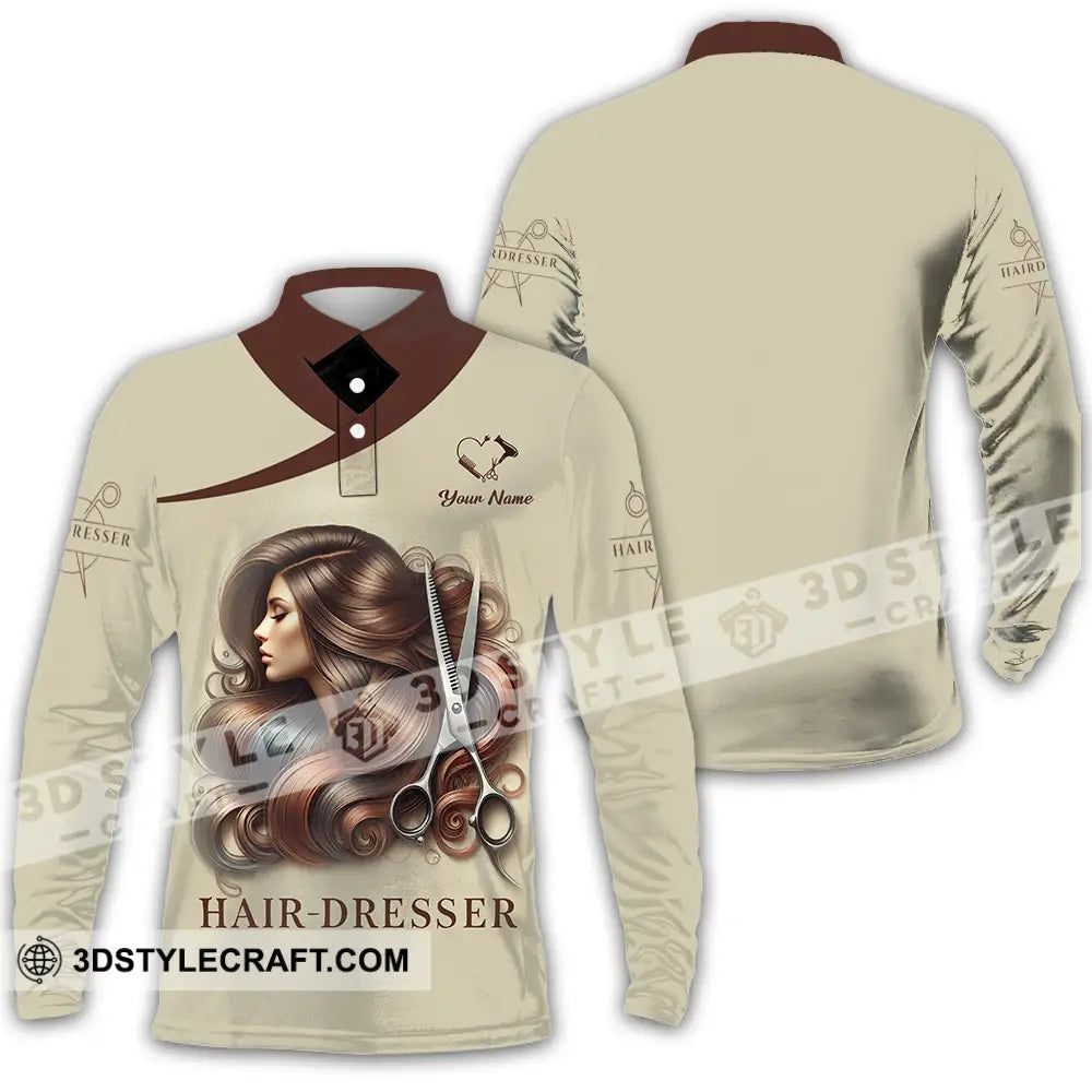 Unisex Shirt - Custom Text Hair Dresser Long Sleeve Polo / S T-Shirt