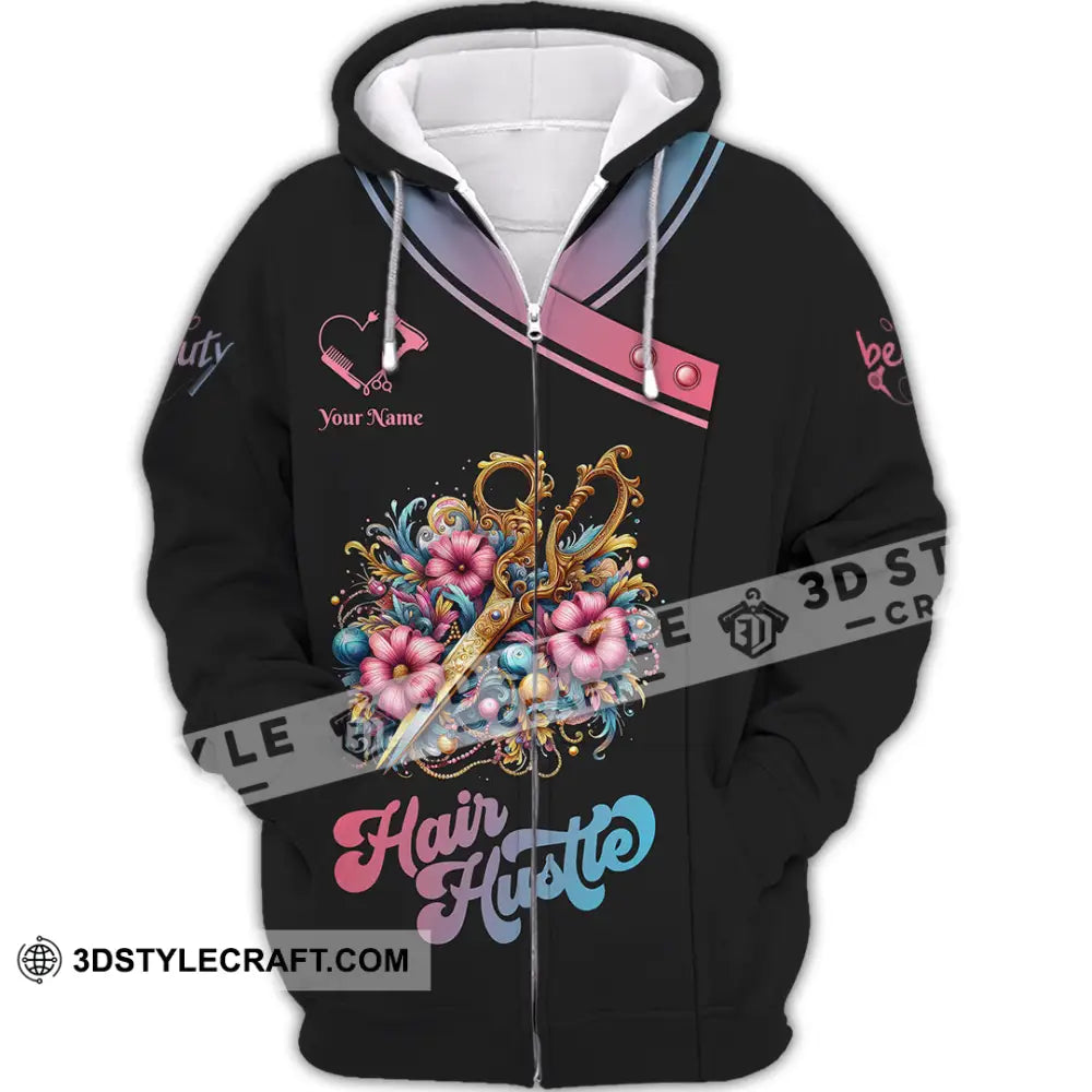 Unisex Shirt - Custom Text Hair Hustle Shirt Zipper Hoodie / S T-shirt
