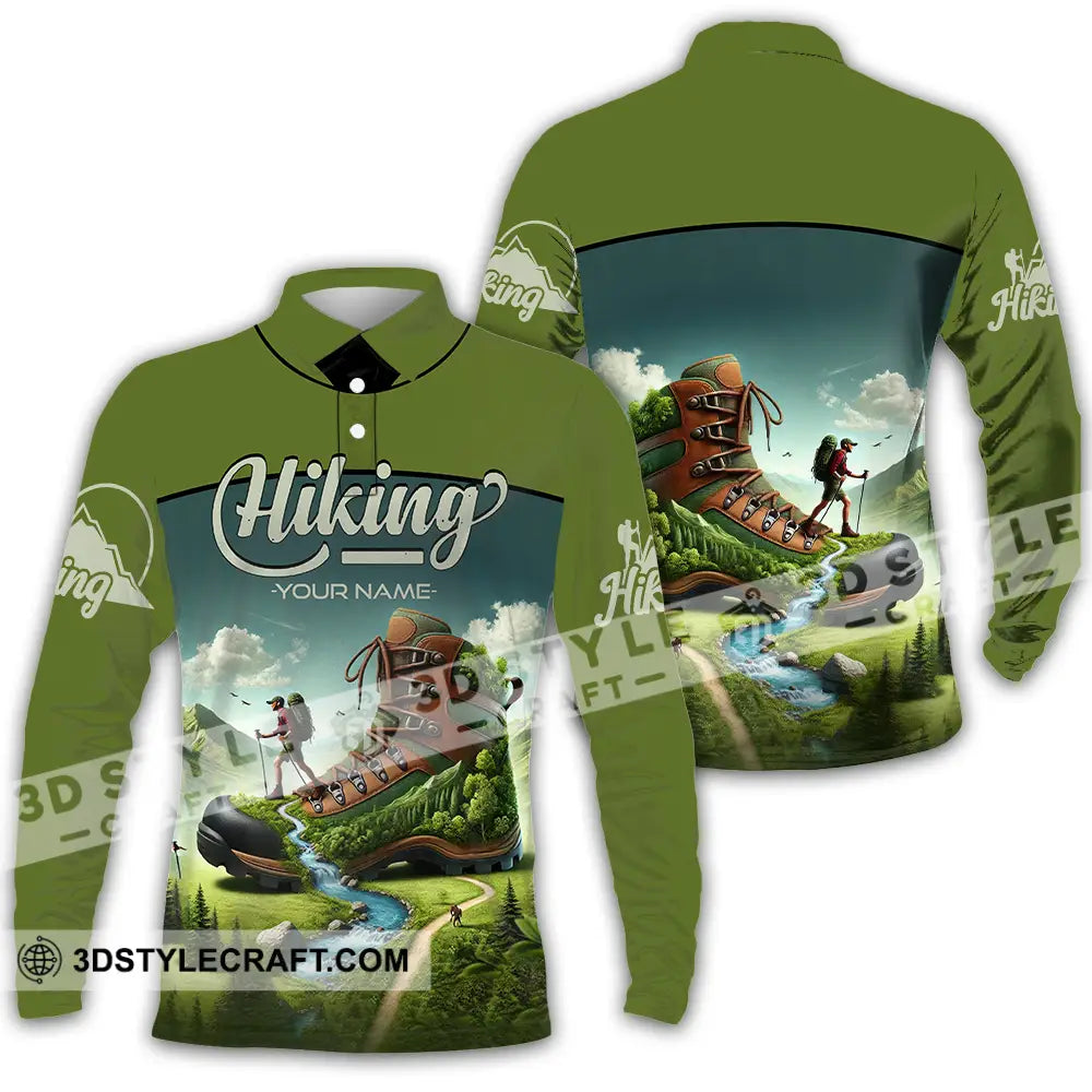 Unisex Shirt - Custom Text Shirt Hiking Shirt Long Sleeve Polo / S T-shirt