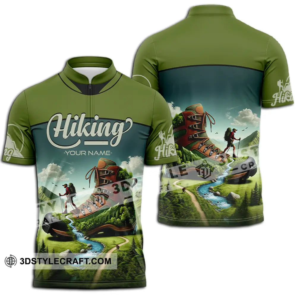 Unisex Shirt - Custom Text Shirt Hiking Shirt Zipper Polo Shirt / S T-shirt