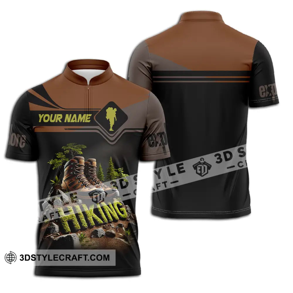 Unisex Shirt - Custom Text Hiking Zipper Polo / S T-Shirt