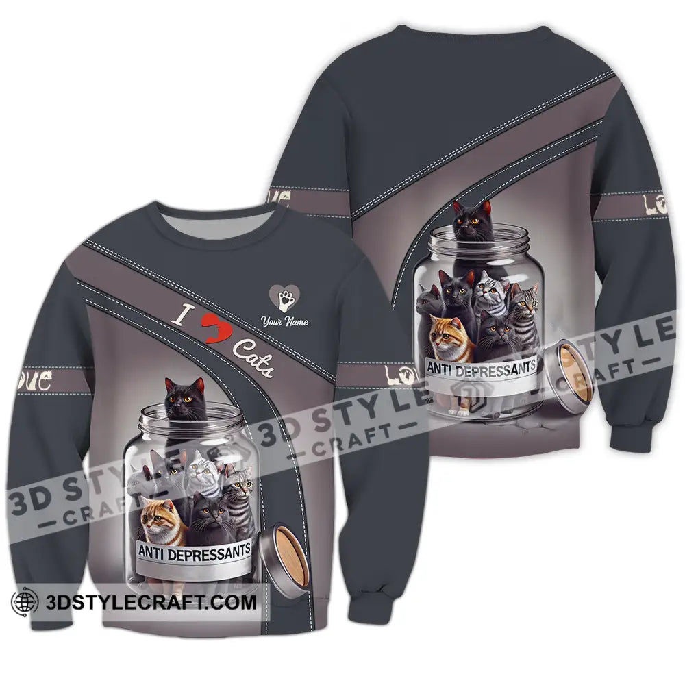 Unisex Shirt - Custom Text Shirt I Love Cat Shirt Long Sleeve / S T-shirt