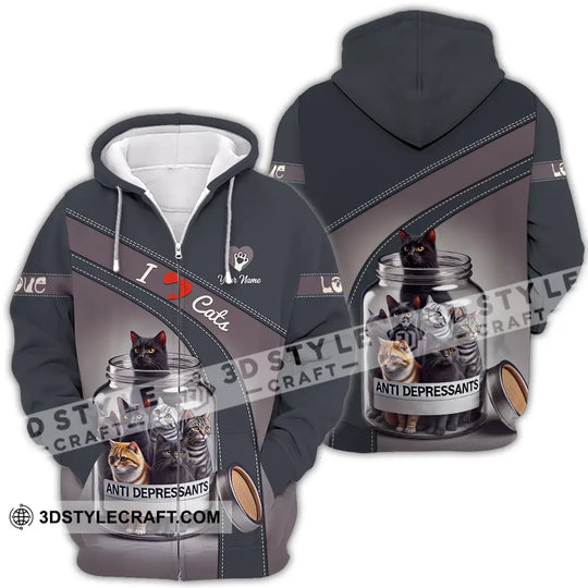 Unisex Shirt - Custom Text Shirt, I Love Cat Shirt style option 4