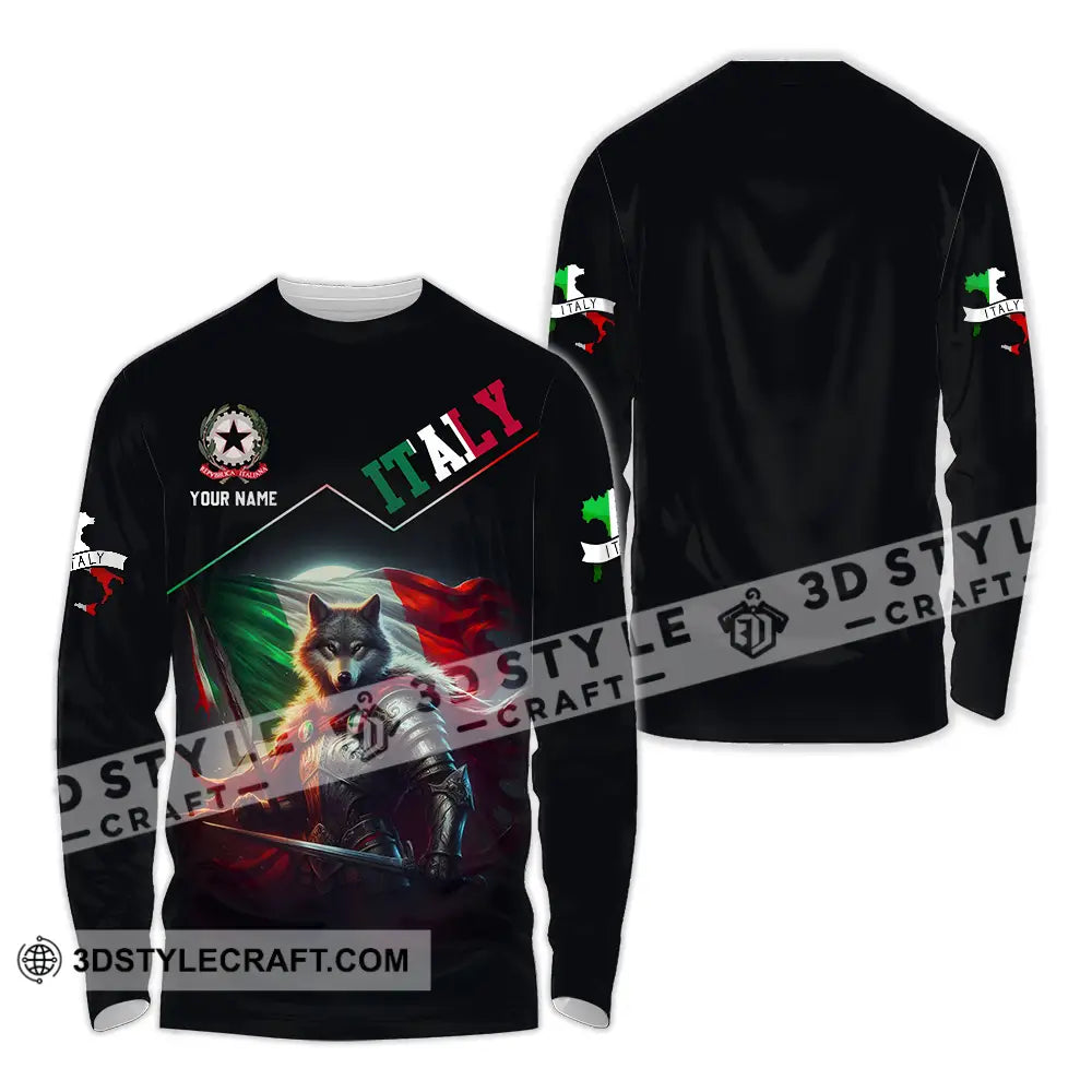Unisex Shirt - Custom Text Shirt Italy Shirt Long Sleeve Shirt / S T-shirt