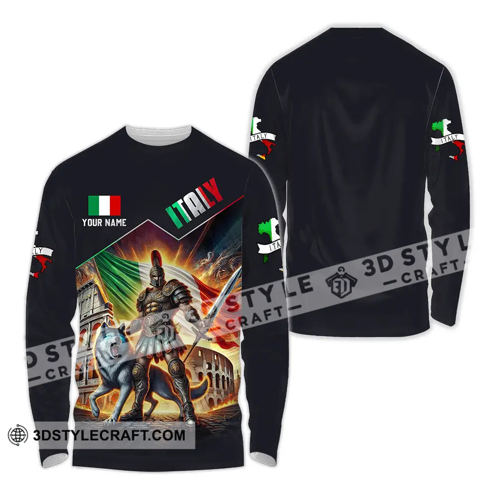 Unisex Shirt - Custom Text Shirt Italy Shirt Long Sleeve Shirt / S T-shirt