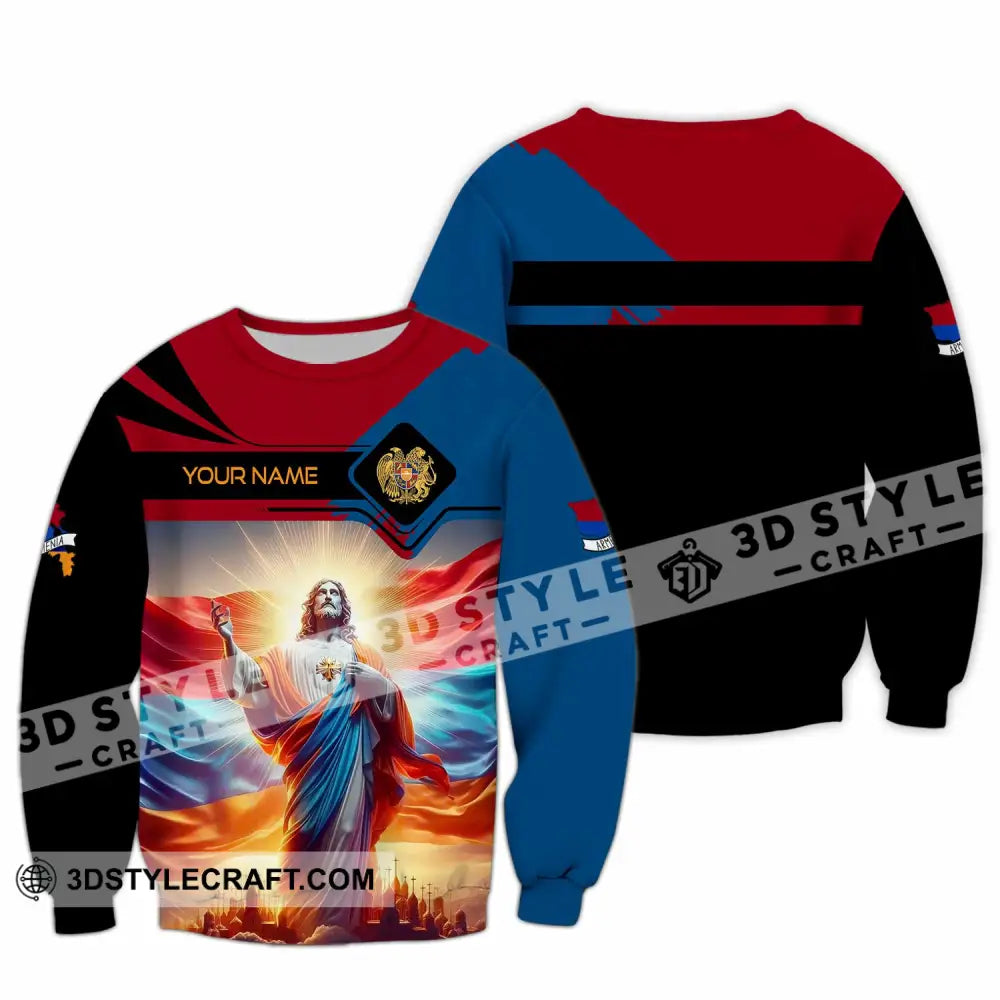 Unisex Shirt - Custom Text Jesus Armenia Long Sleeve / S T-Shirt