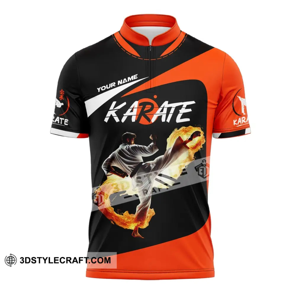 Unisex Shirt - Custom Text Karate Zipper Polo / S T-Shirt