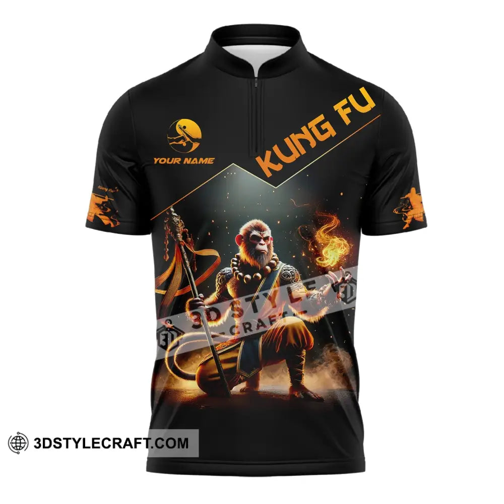 Unisex Shirt - Custom Text Kung Fu Zipper Polo / S T-Shirt