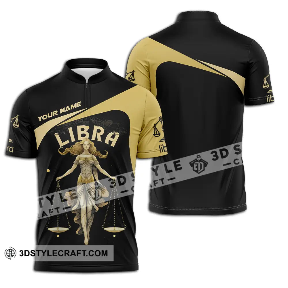 Unisex Shirt - Custom Text Libra Zipper Polo / S T-Shirt